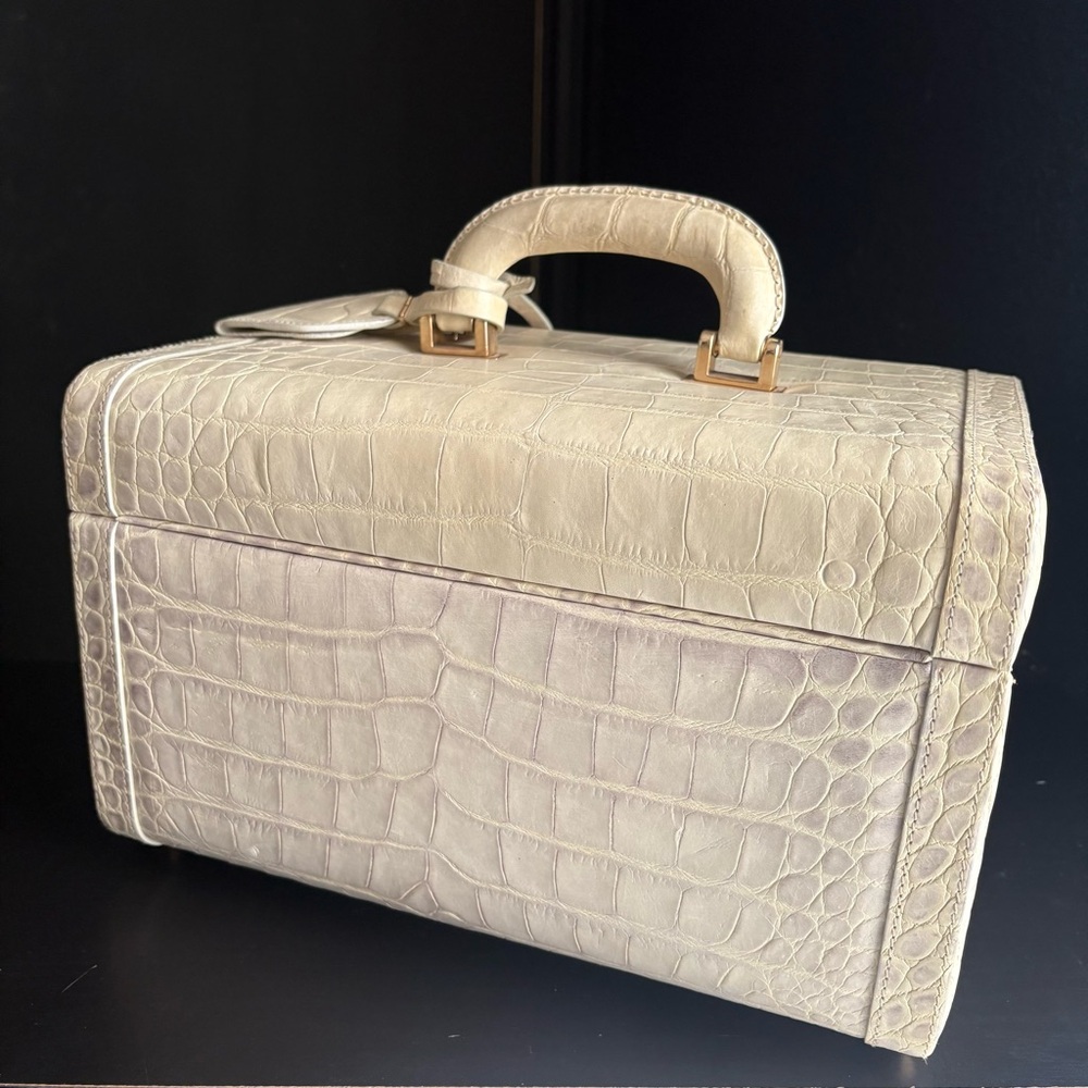 Dooney & Bourke Nile White Croc Embossed leather Train Case Travel cosmetic bag - Picture 4 of 16